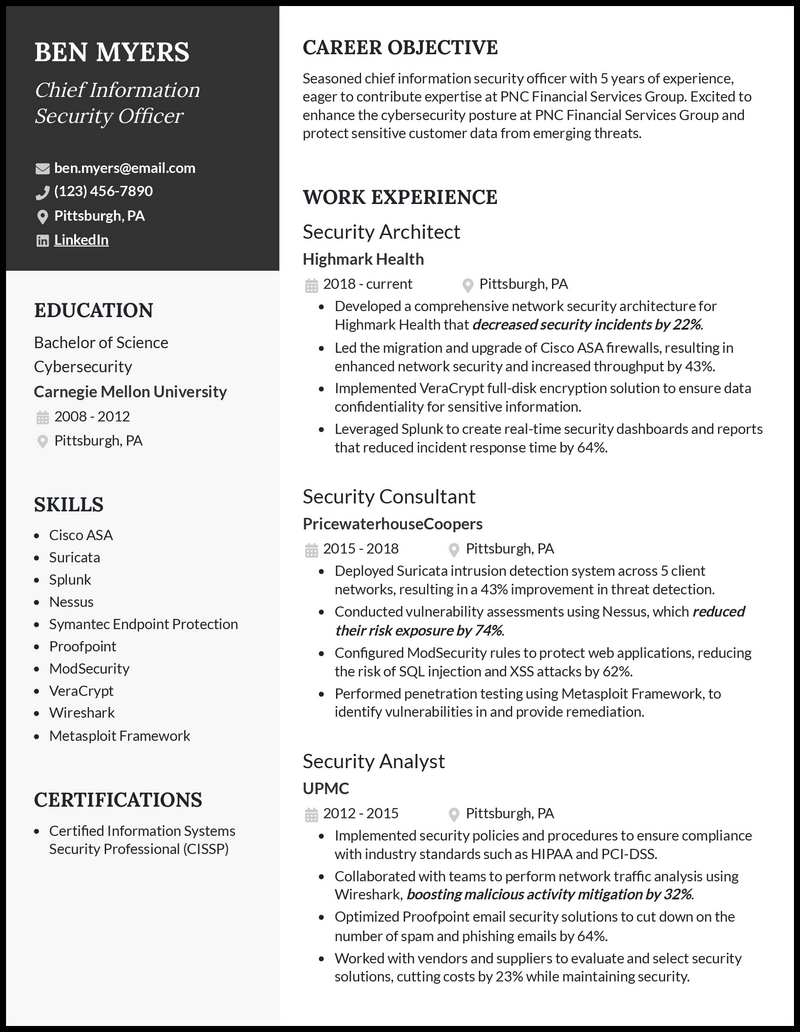 Entry Level Cyber Security Resume Examples