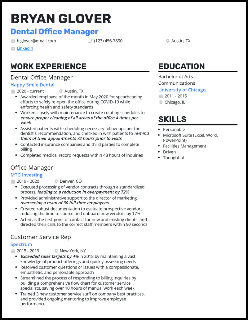 3 Dental Office Manager Resume Examples for 2023