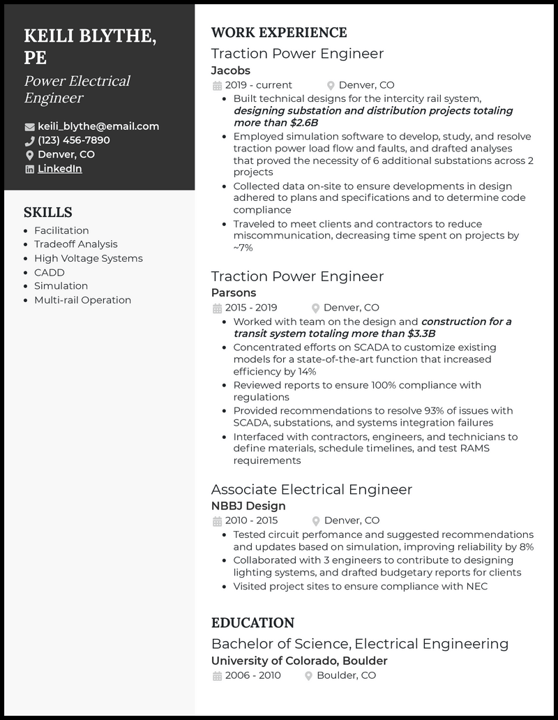 3 Electrical Power Engineer Resume Examples for 2023