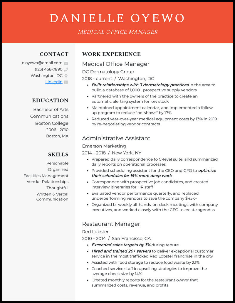 3 Medical Office Manager Resume Examples for 2023