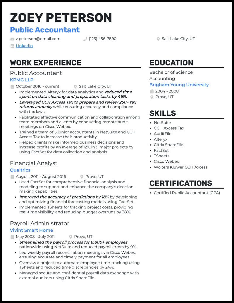 3 Public Accounting Resume Examples That Work in 2023
