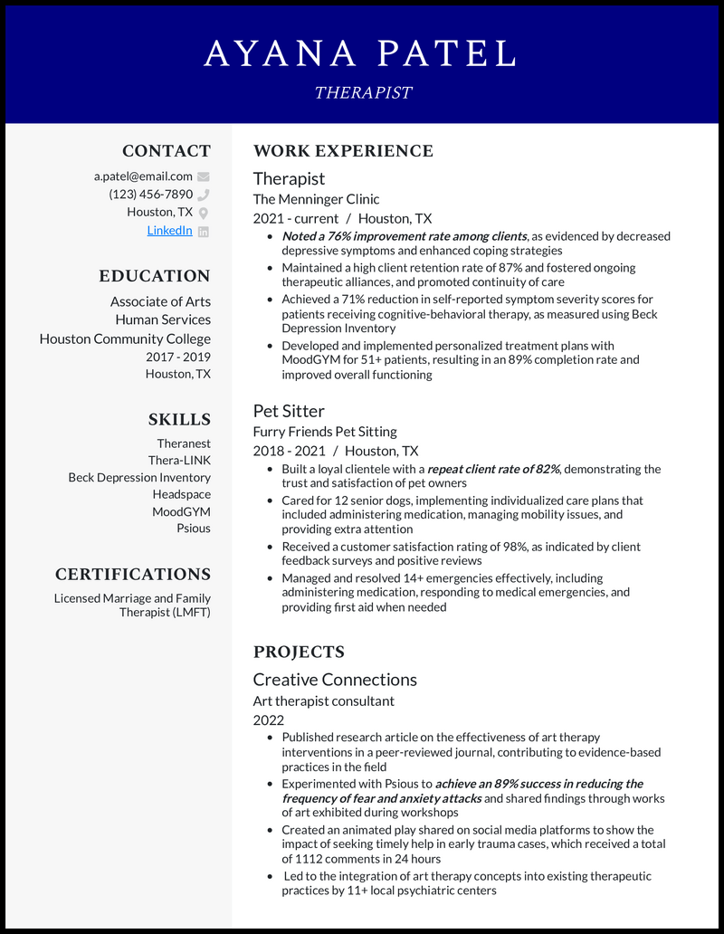 5 Therapist Resume Examples + Complete Guide