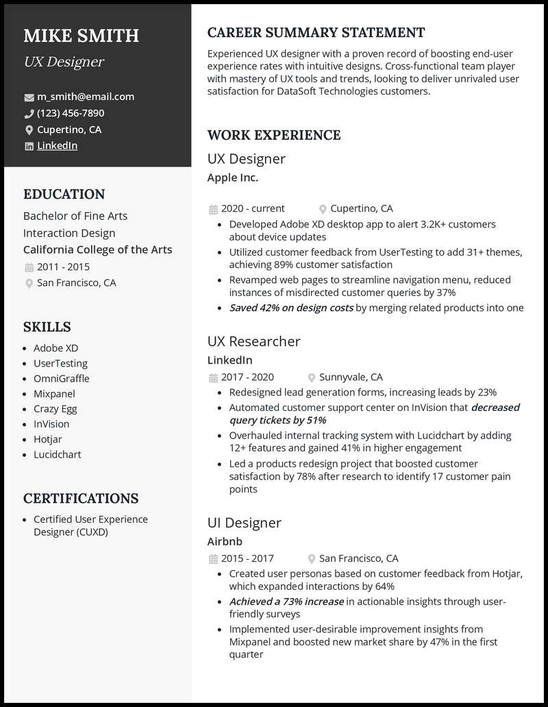 3 UX Designer Resume Examples Created for 2023