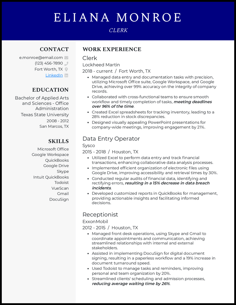 3 Clerk Resume Examples to Land Interviews in 2023