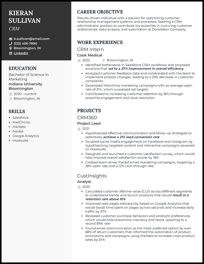 3 Customer Relationship Manager (CRM) Resume Examples