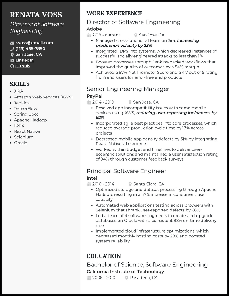 3 Director of Software Engineering Resume Examples for 2023