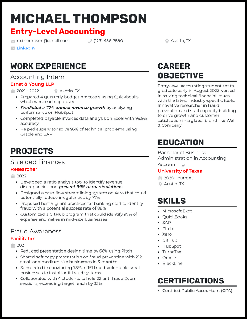 3 Entry-Level Accounting Resume Examples That Work in 2023
