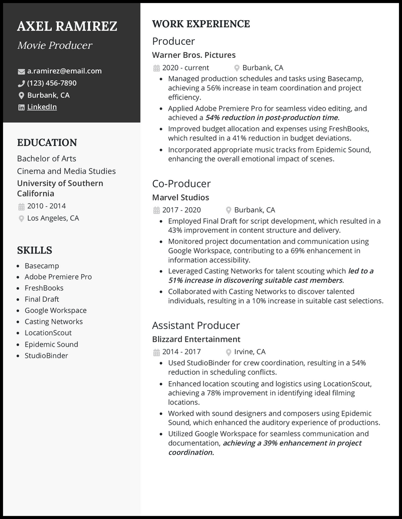 5 Producer Resume Examples Designed for 2024