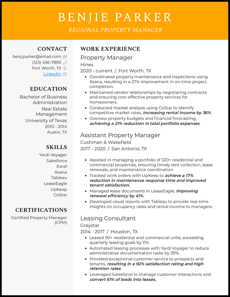 3 Regional Property Manager Resume Examples for 2023