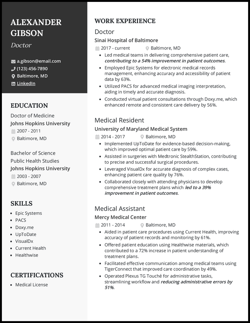 3 Doctor Resume Examples Created to Work in 2023