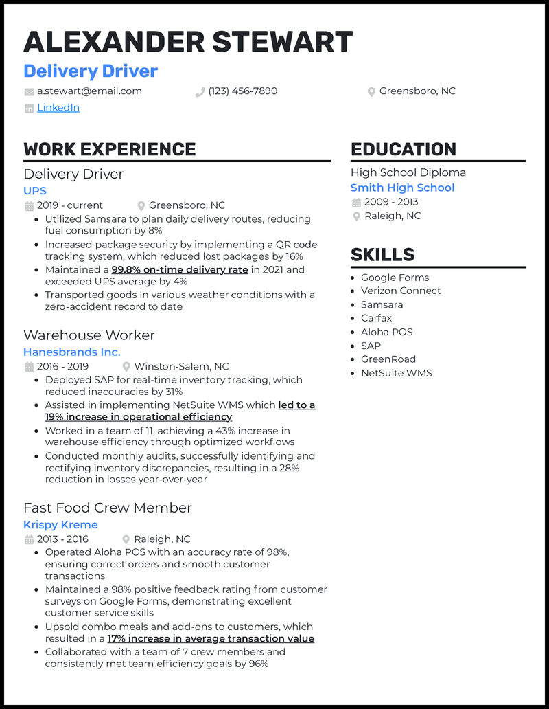 3 Driver Resume Examples Landing Interviews in 2023