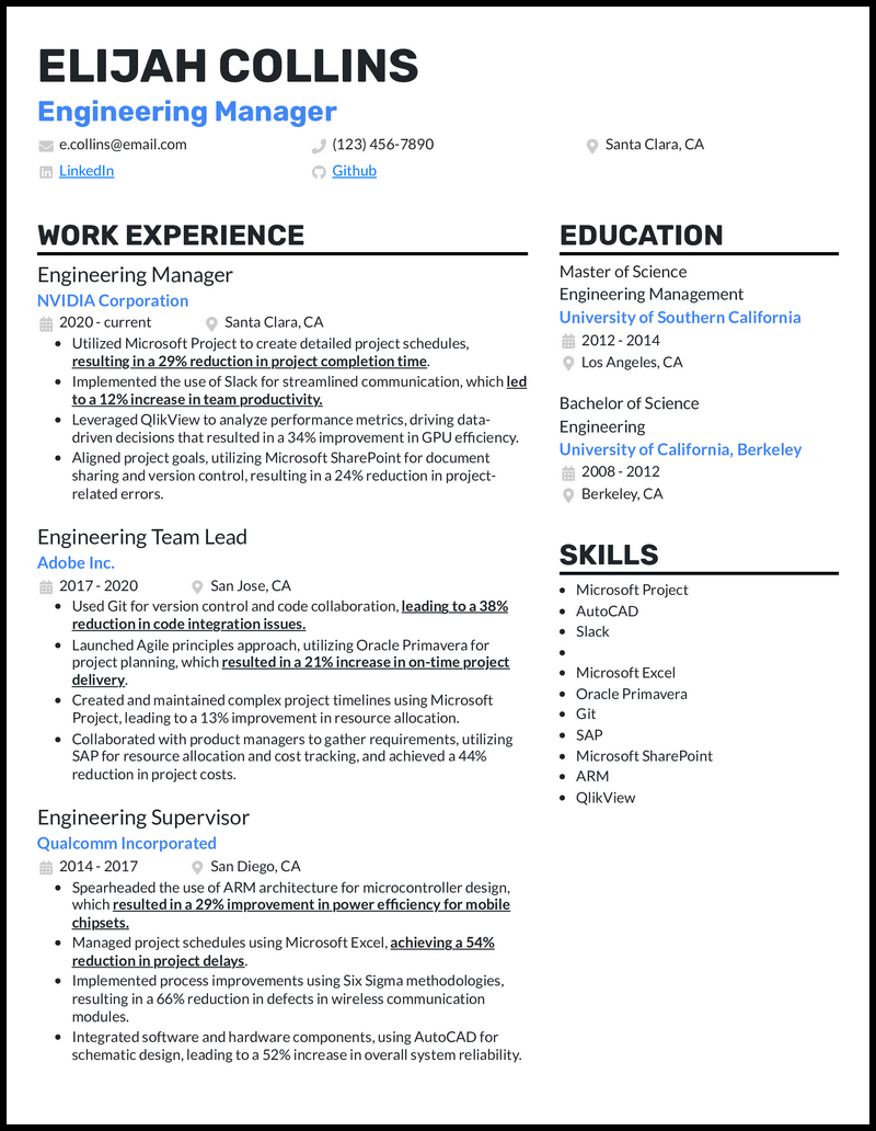 3 Engineering Manager Resume Examples That Got Jobs in 2023