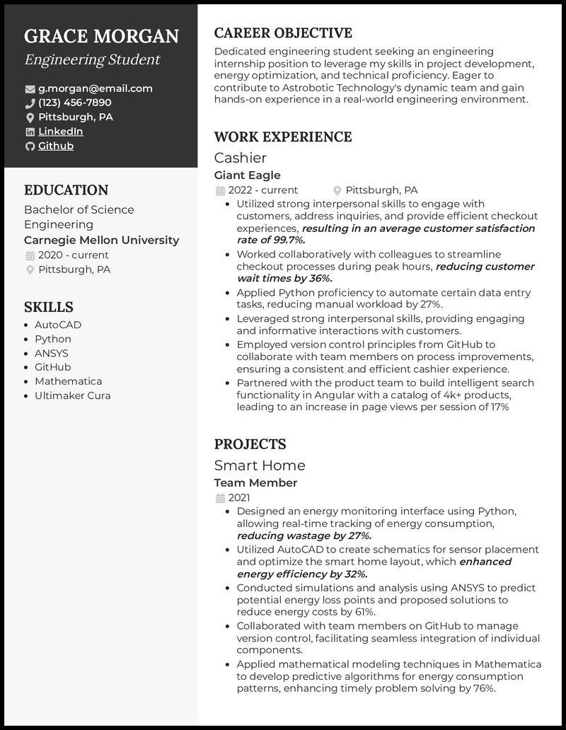 3 Engineering Student Resume Examples Proven to Work in 2024