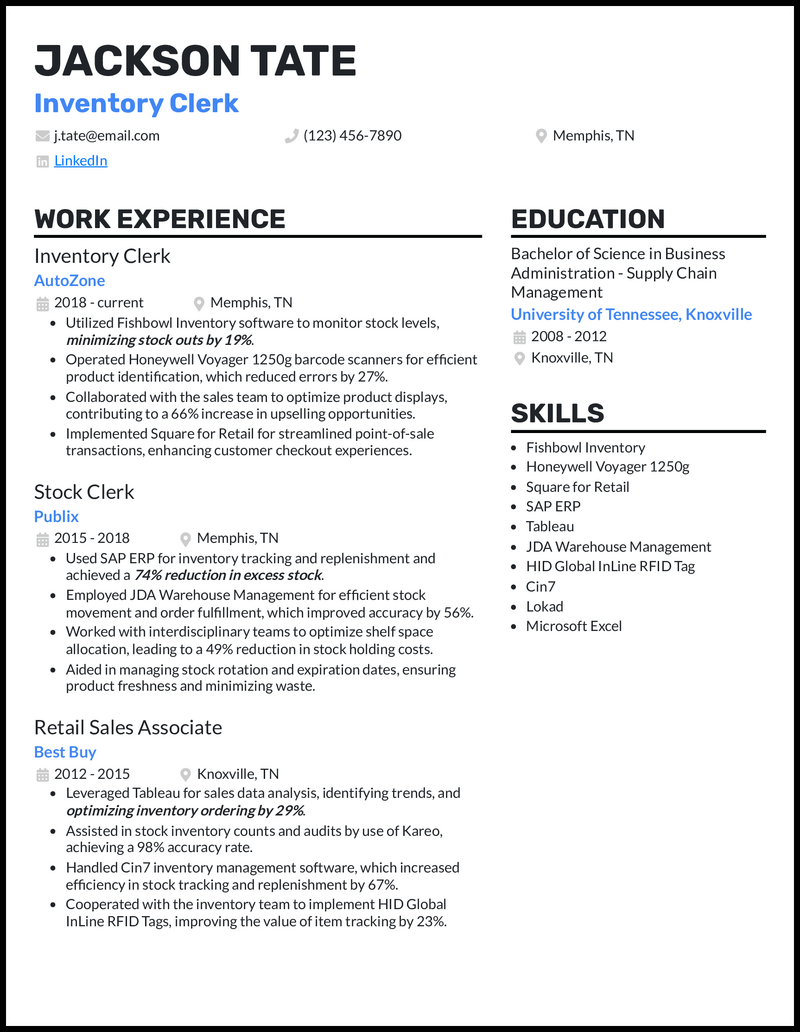 3 Inventory Manager Resume Examples Built for 2023