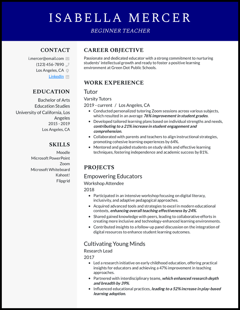 3 New Teacher Resume Examples to Land Your Next Job in 2024