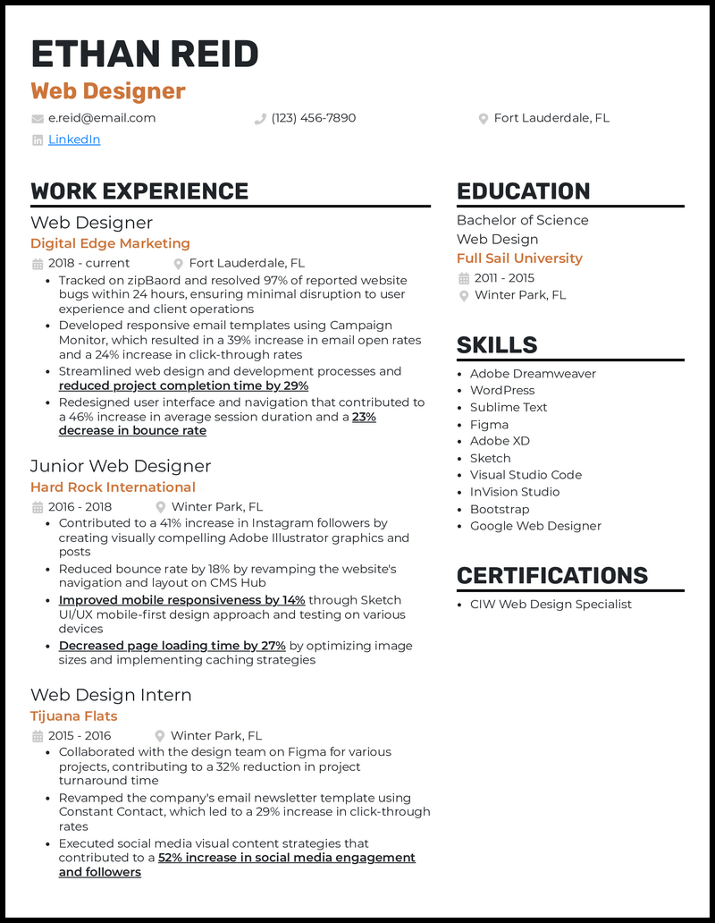 3 Web Designer Resume Examples to Land Your Next Job in 2024
