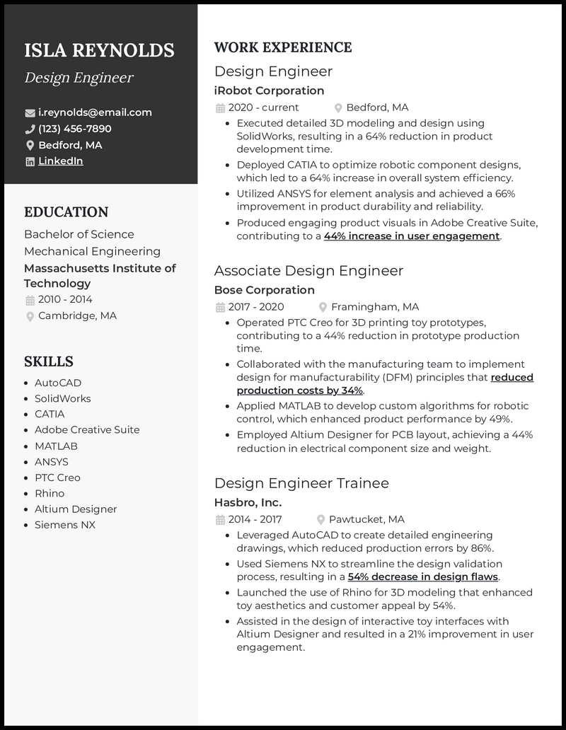 3 Design Engineer Resume Examples That Worked in 2024
