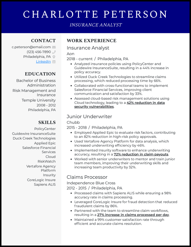 3 Insurance Resume Examples to Win the Job in 2024