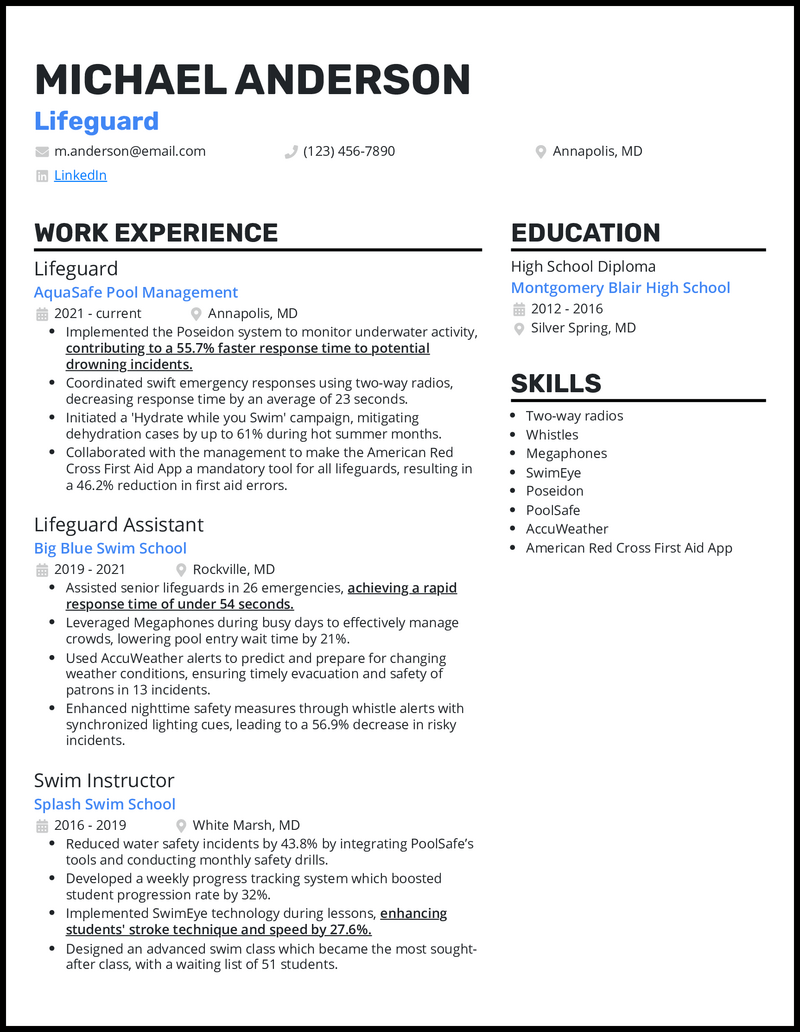 3 Lifeguard Resume Examples to Dive into Jobs in 2023