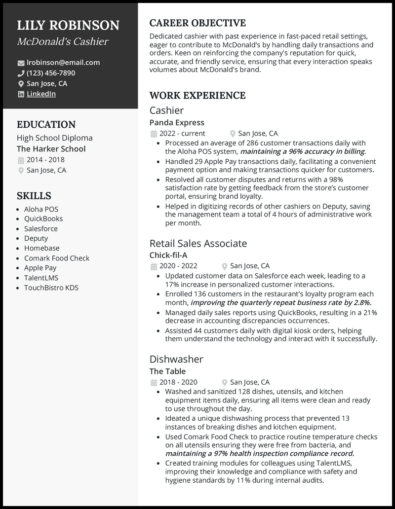 3 McDonald’s Resume Examples to Get the Job in 2023
