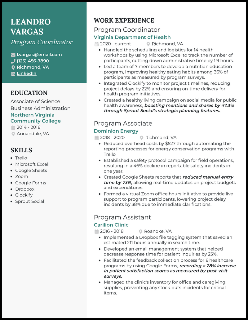 5 Program Coordinator Resume Examples Created for 2024