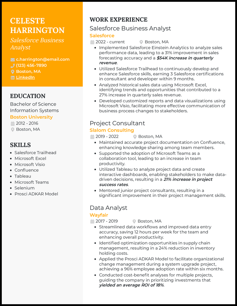 5 Real Salesforce Resume Examples Working for 2024