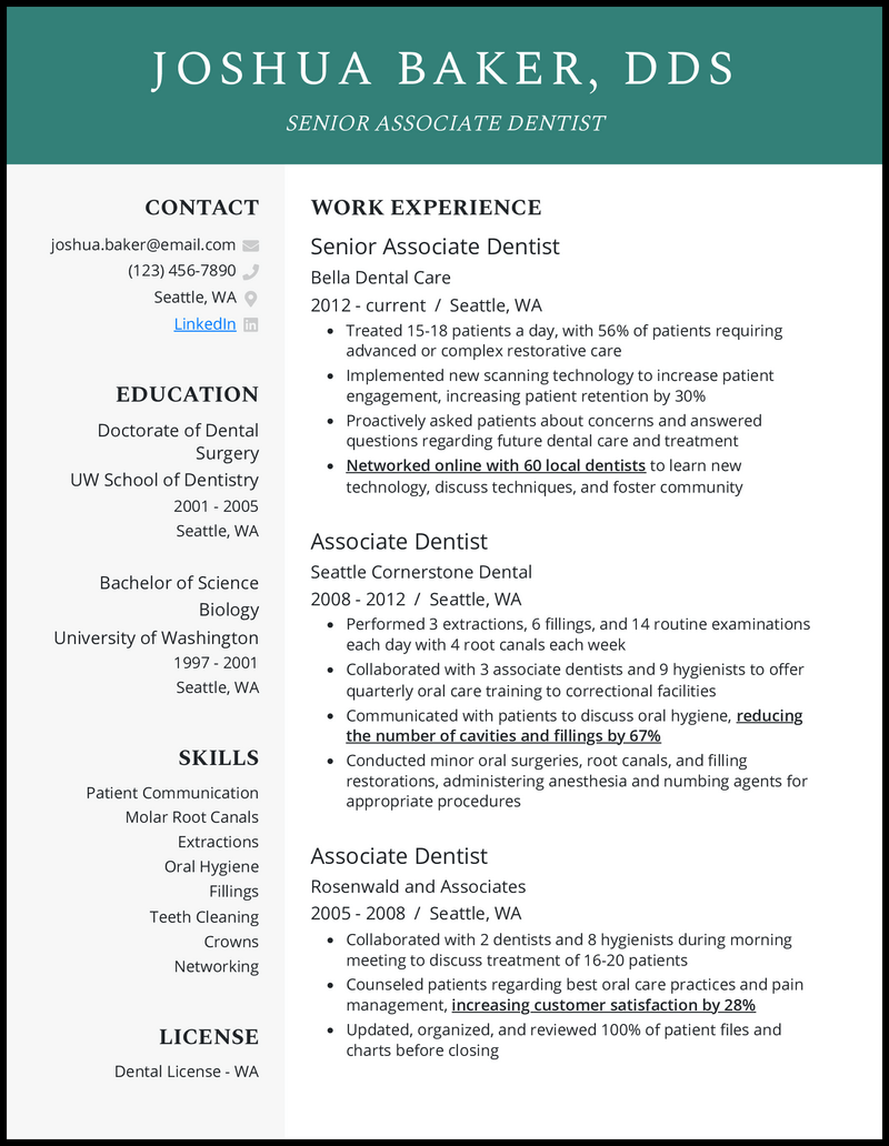 7 Dentist Resume Examples Guaranteed to Work in 2024