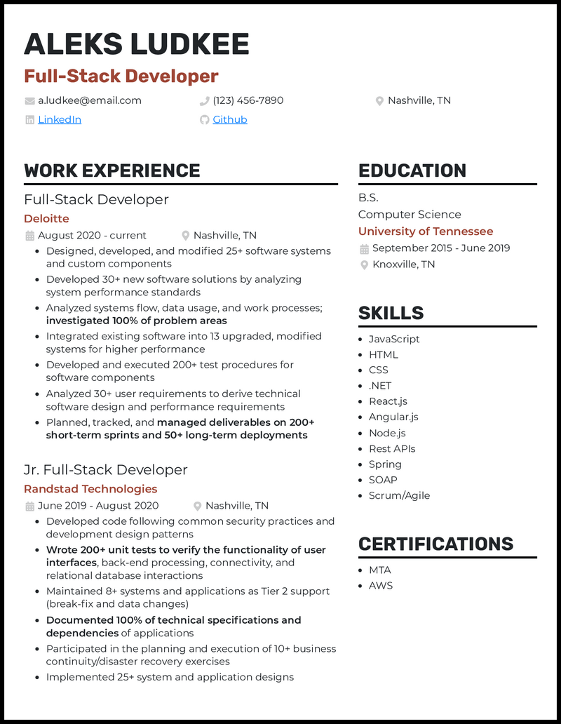 11 Real Full-Stack Developer Resume Examples That Worked in 2024