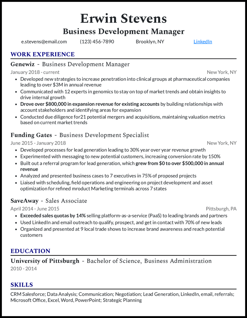 14 Business Development Resume Examples for 2024