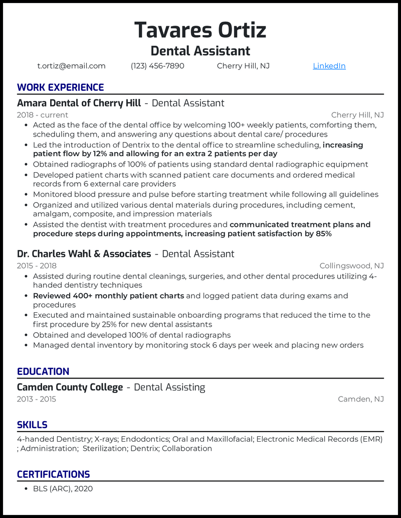 15 Dental Assistant Resume Examples That Work in 2024