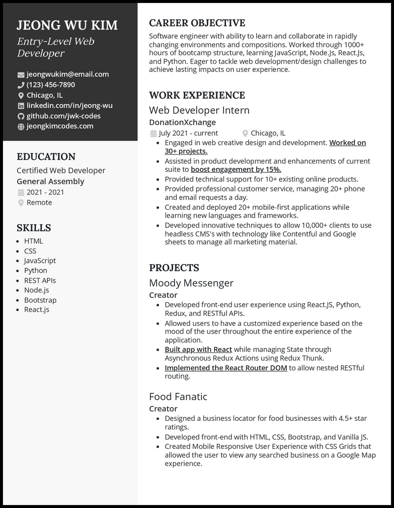 3 Entry-Level Web Developer Resume Examples For 2024