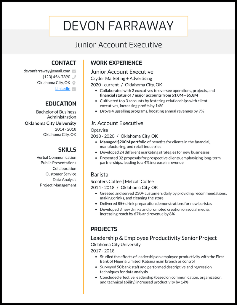 3 Junior Account Executive Resume Examples Made in 2024