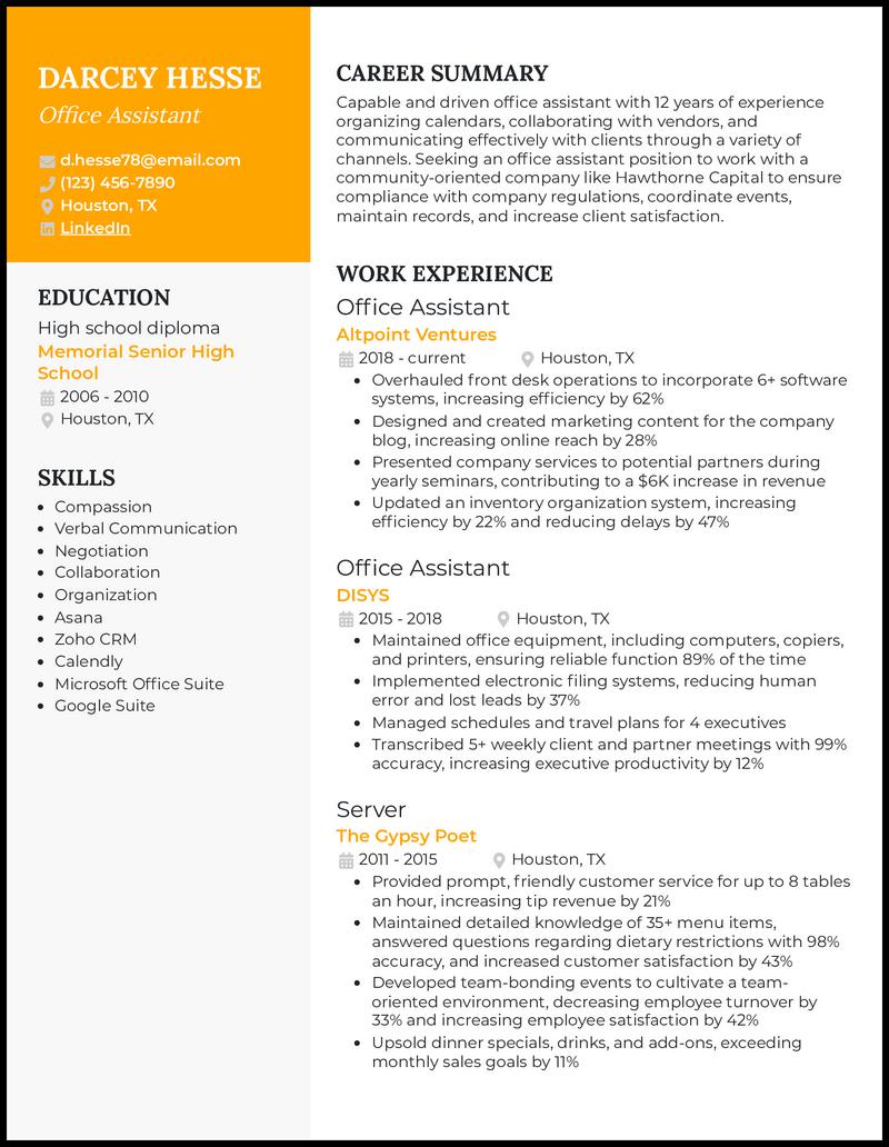 7 Office Assistant Resume Examples [& Templates]