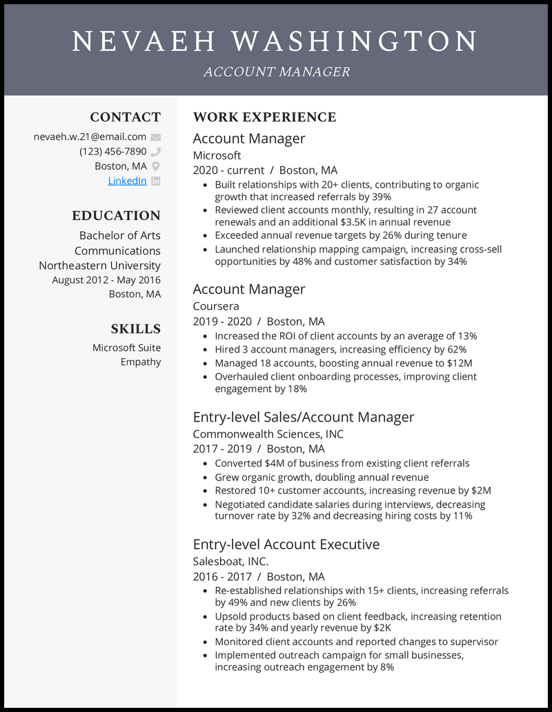 21 Account Manager Resume Examples That Work in 2025