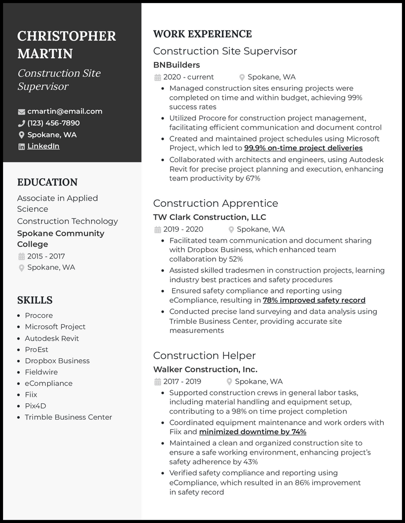 9 Construction Worker Resume Examples for 2024