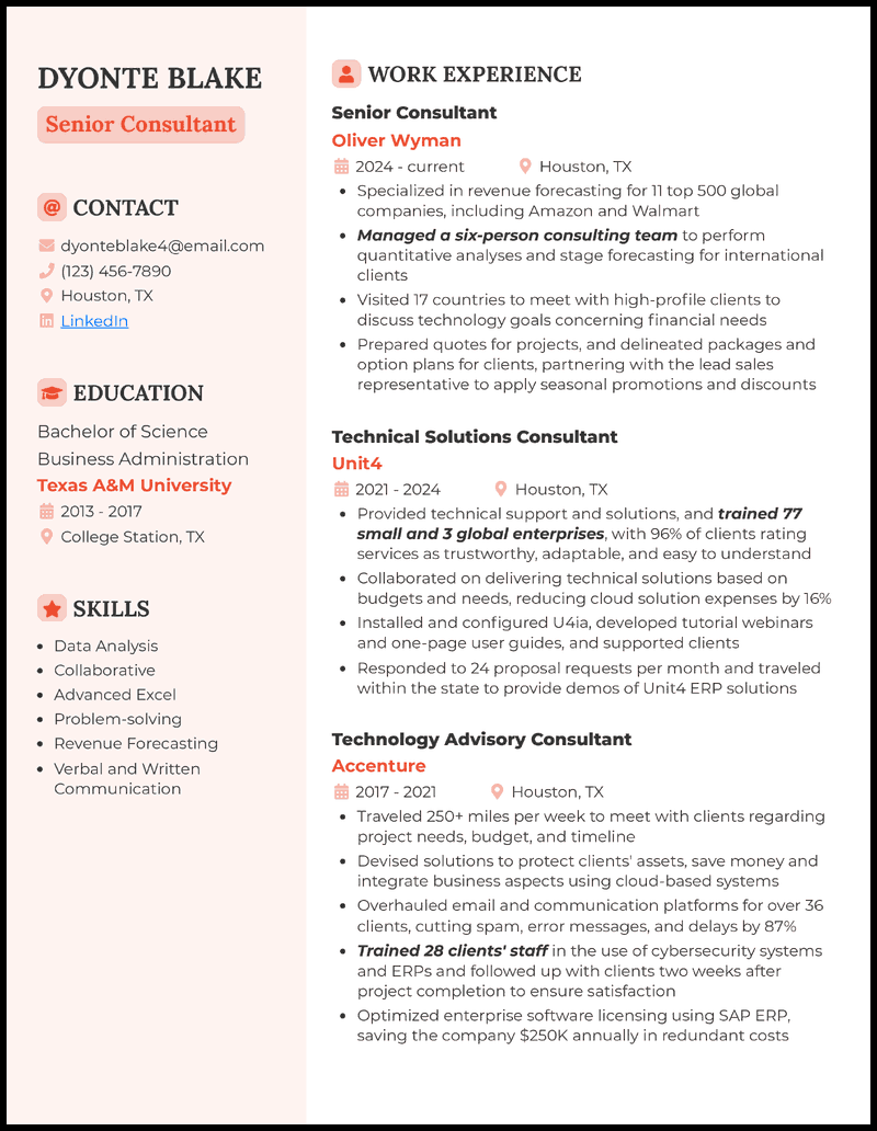 13 Consulting Resume Examples That Worked in 2025