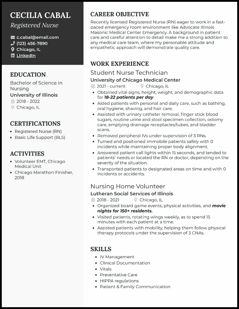 3 New Grad RN Resume Examples Proven to Work in 2025