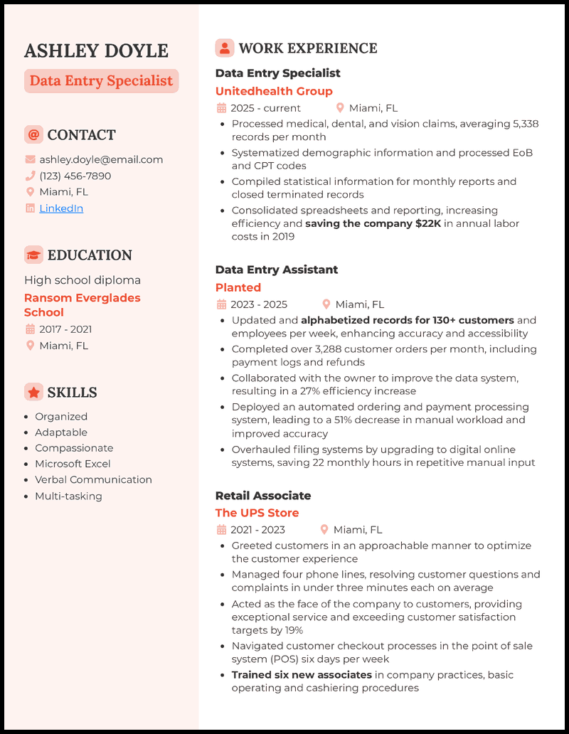 21 Data Entry Resume Examples That Worked in 2025