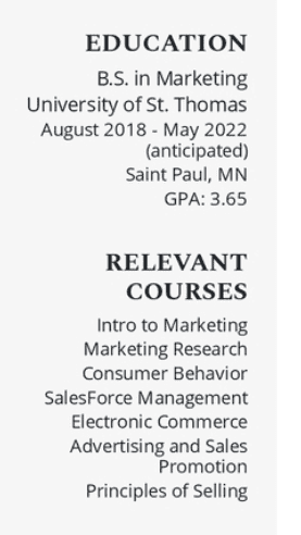 examnple-of-a-college-student-resume-education-section Example of an education section on a college student resume