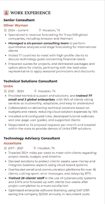 how-show-measurable-achievements-in-a-consulting-resume How to quantify work experience for a consultant resume