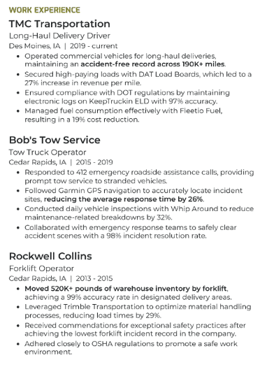 how-to-add-truck-driver-work-exeprience-to-a-resume Adding truck driver work experience to your resume