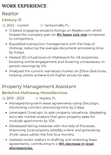 work-experience-for-a-real-estate-agent-resume How to demonstrate your expertise as a successful real estate agent