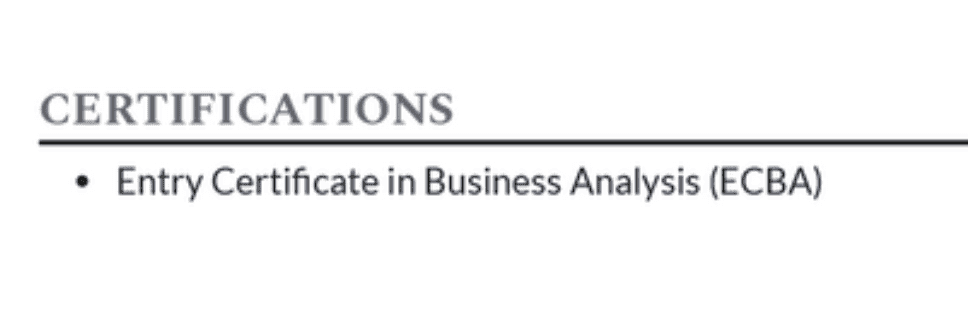 entry-level-certificate-in-business-analysis How to add certificates to an entry-level business analyst resume