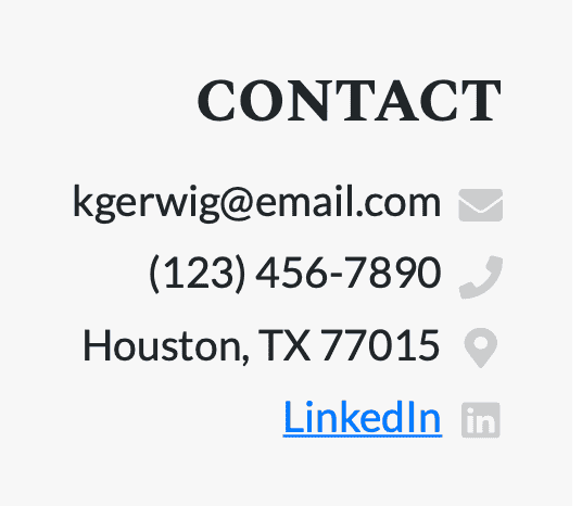 sample-contact-section-on-a-human-resources director-resume Example of a contact section on a human resources director resume