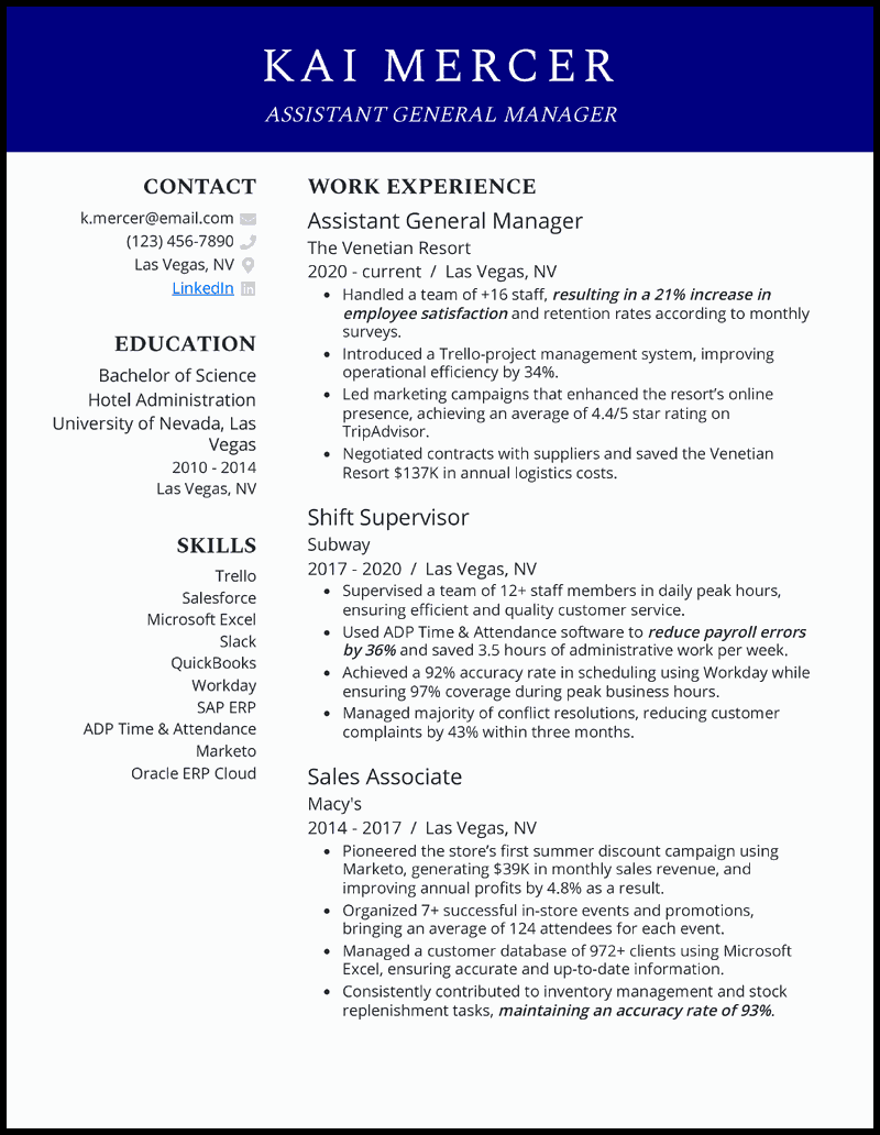 11 Assistant Manager Resume Examples for 2026