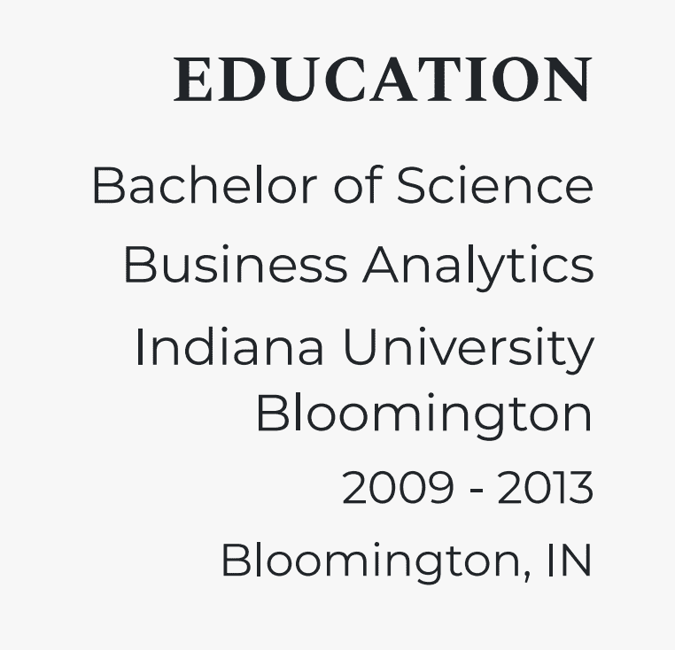 How to list education in your senior business analyst resume