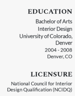 How to list education and certifications on an interior design resume