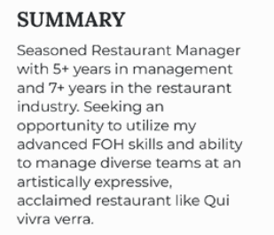 example-resume-statement-for-a-restaurant-manager-resume Sample of a summary statement for a restaurant manager resume