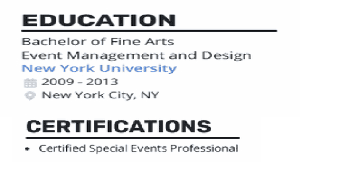 how-to-include-education-in-your-event-planner-resume How to include education and certifications in your event planner resume