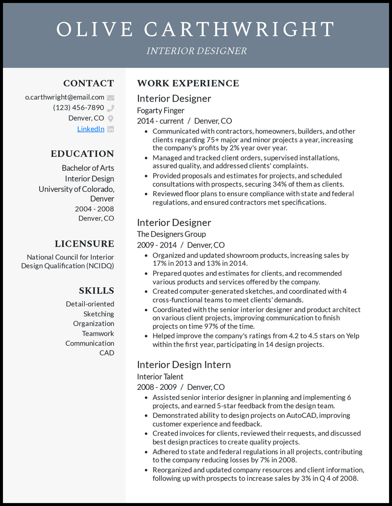 7 Interior Design CV Examples to Stand Out in 2025